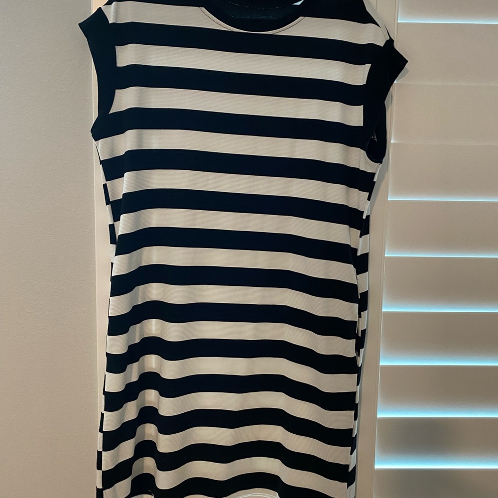 Amazon Black and White Striped Mini Dress